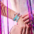 Blaue Iris | Silber | Glühwürmchen-Glas-Makramee-Armband